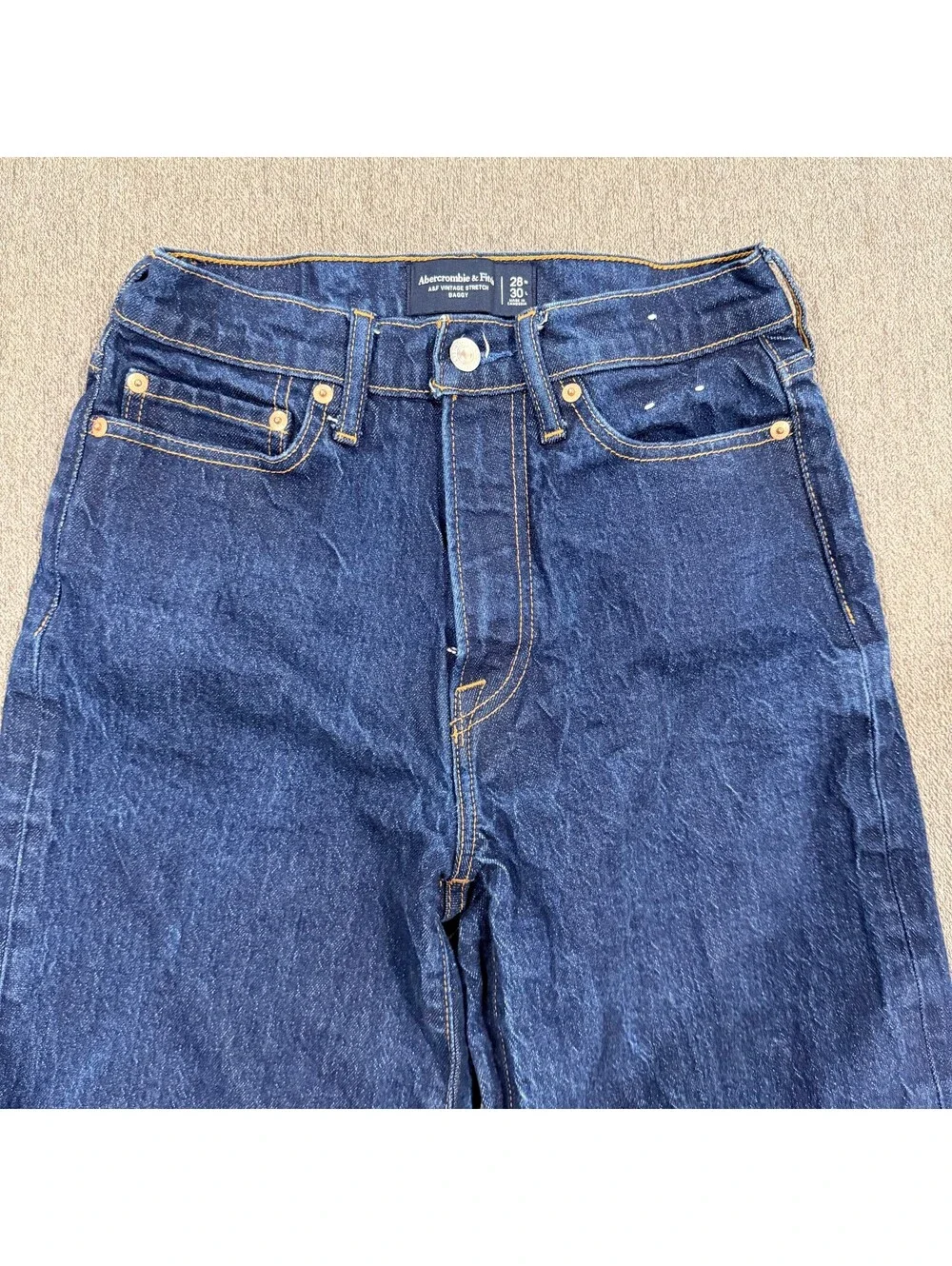 Abercrombie Fitch A&F Vintage Stretch Baggy Jeans Mens 28x30 Dark Wash